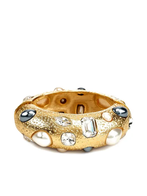 Kenneth Jay Lane pearl-crystal bangle bracelet