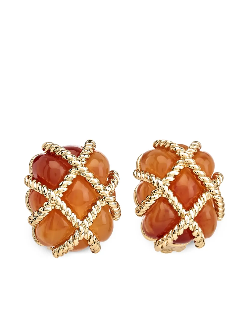 Kenneth Jay Lane quilted gold-tone clip-on earrings - オレンジ Kenneth Jay Lane quilted gold-tone clip-on earrings - オレンジ