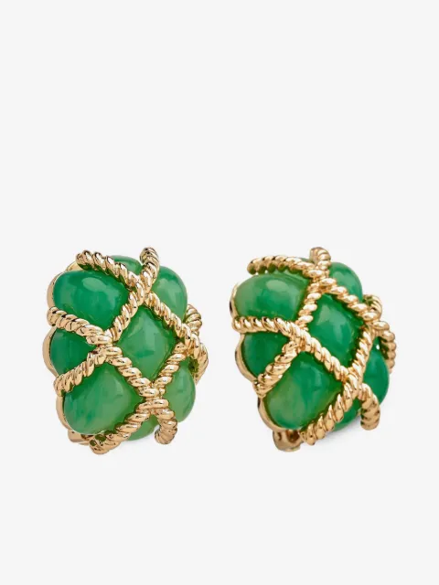 Kenneth Jay Lane quilted jade clip-on earrings
