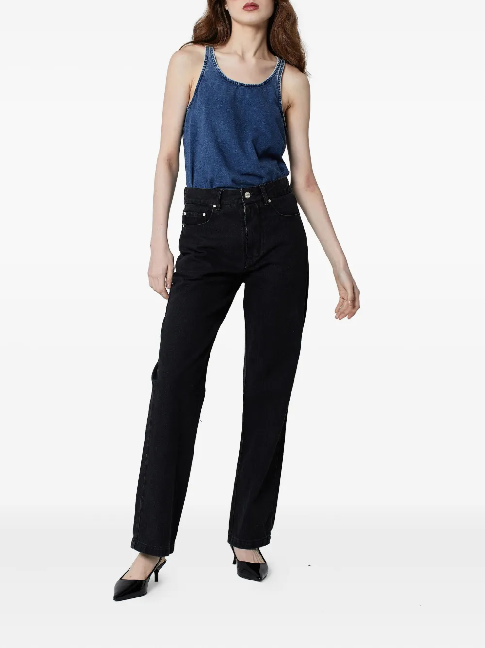 Amapô Jeans met leren patch - Zwart