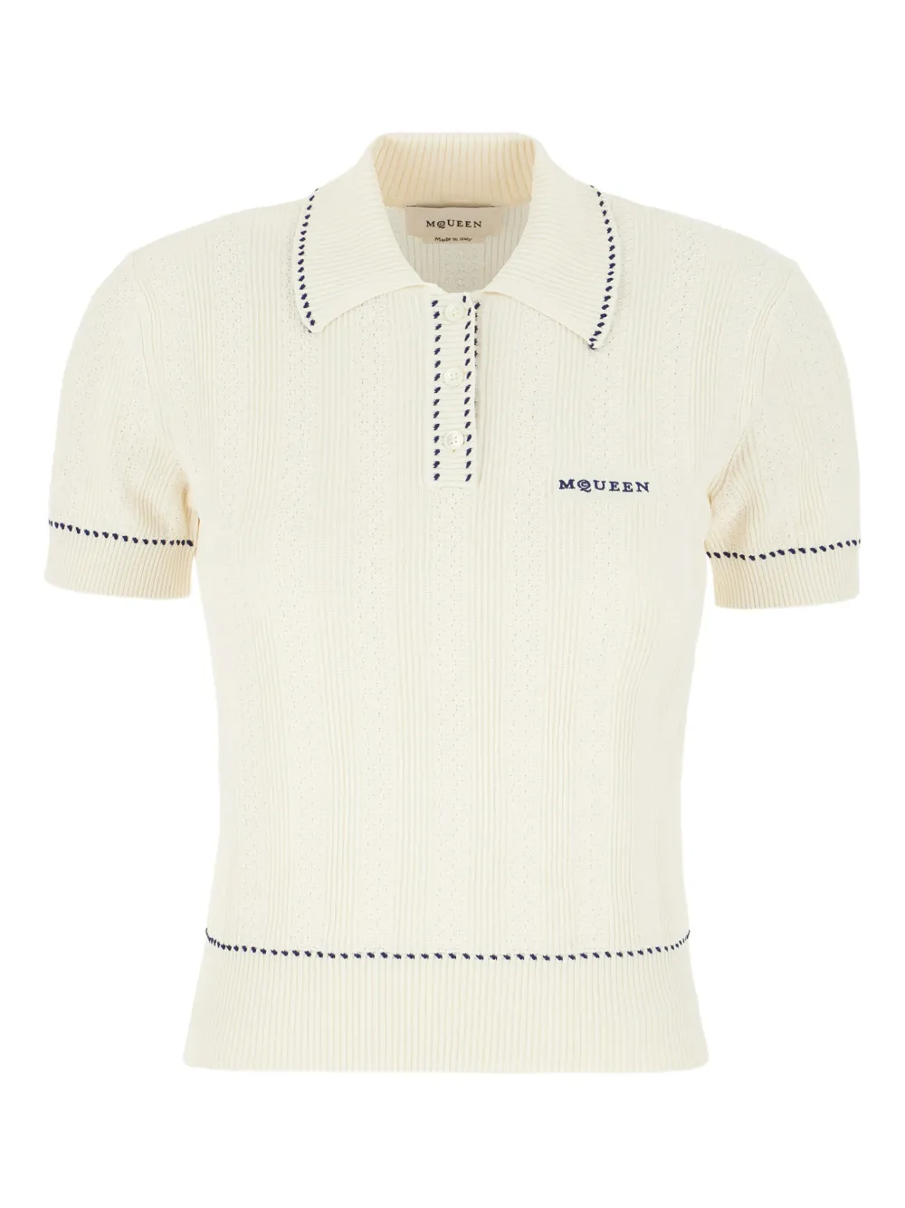 Alexander McQueen ribbed polo top | Neutrals | Image 1
