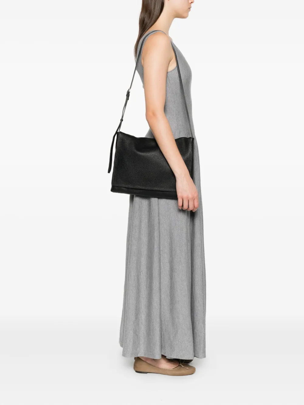 The Row leather shoulder bag Zwart