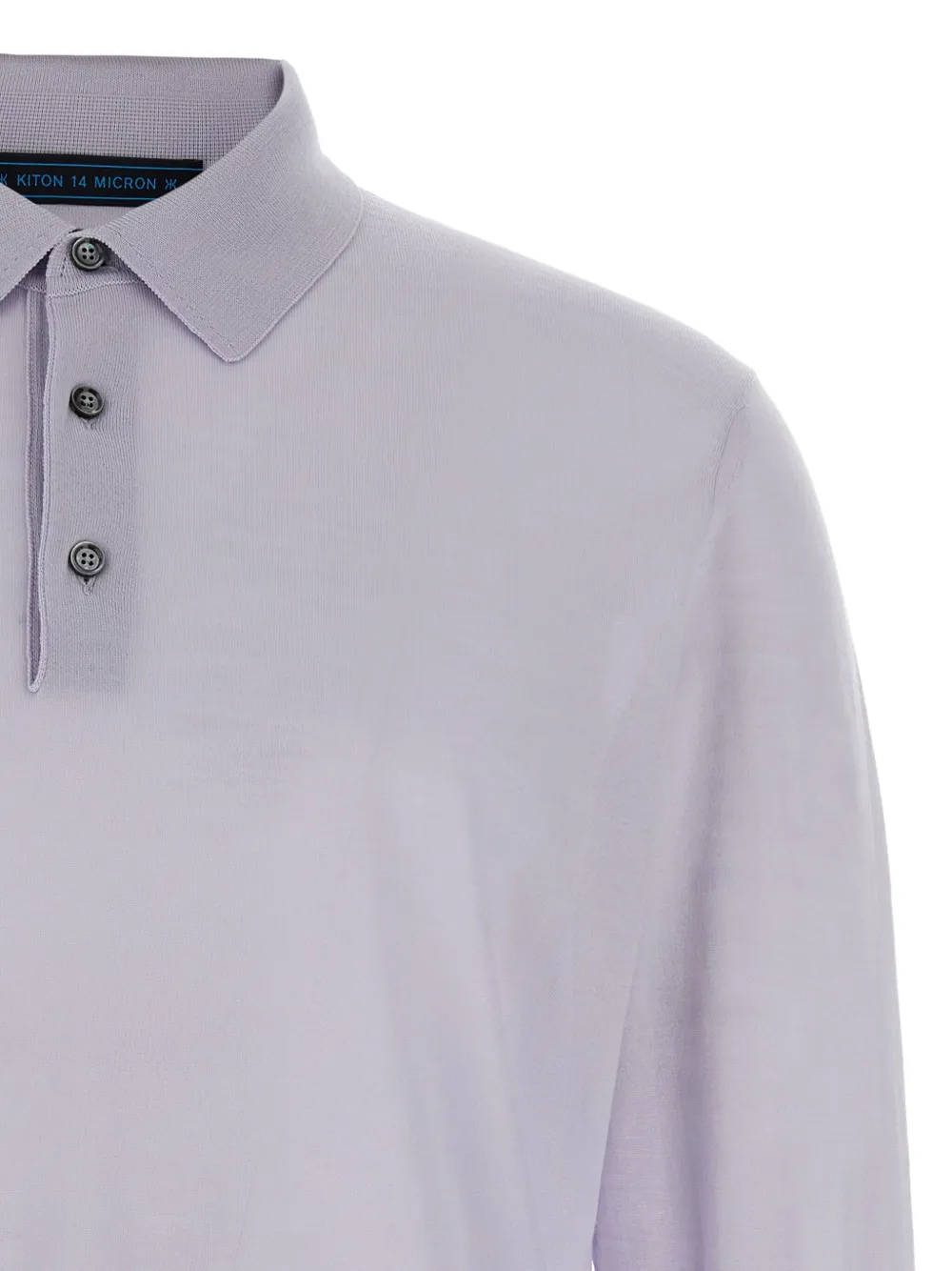 Kiton Ciro long-cuffed wool polo shirt Blauw