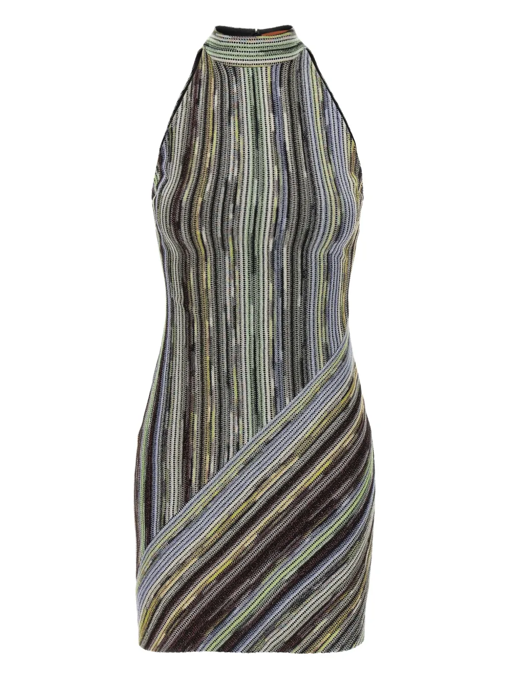 Missoni Gestreepte mini-jurk met halternek Zwart