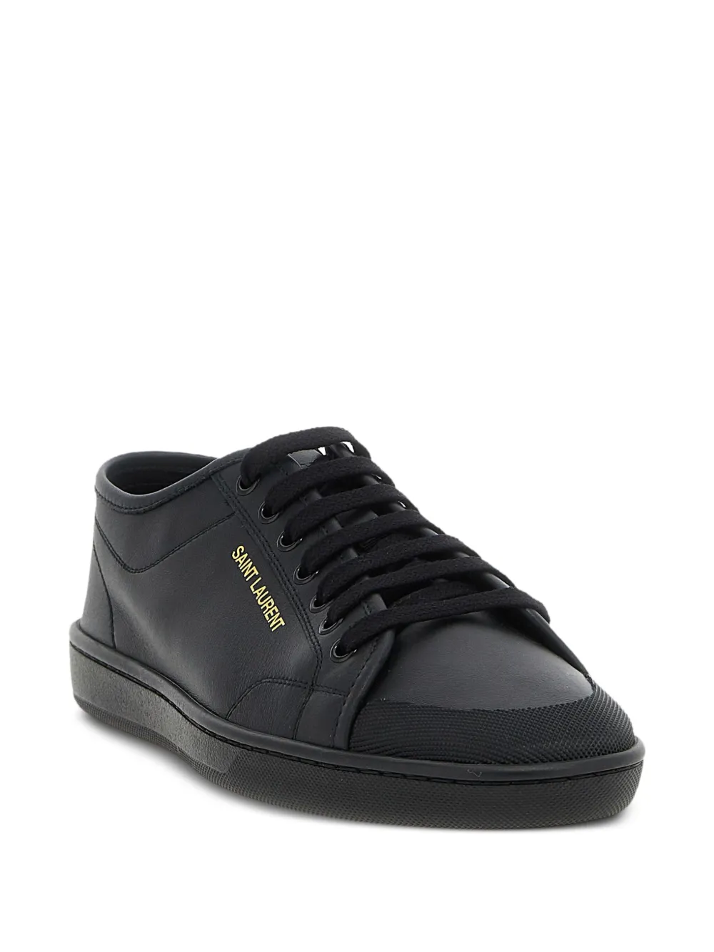 Saint Laurent logo-detail leather sneakers Zwart