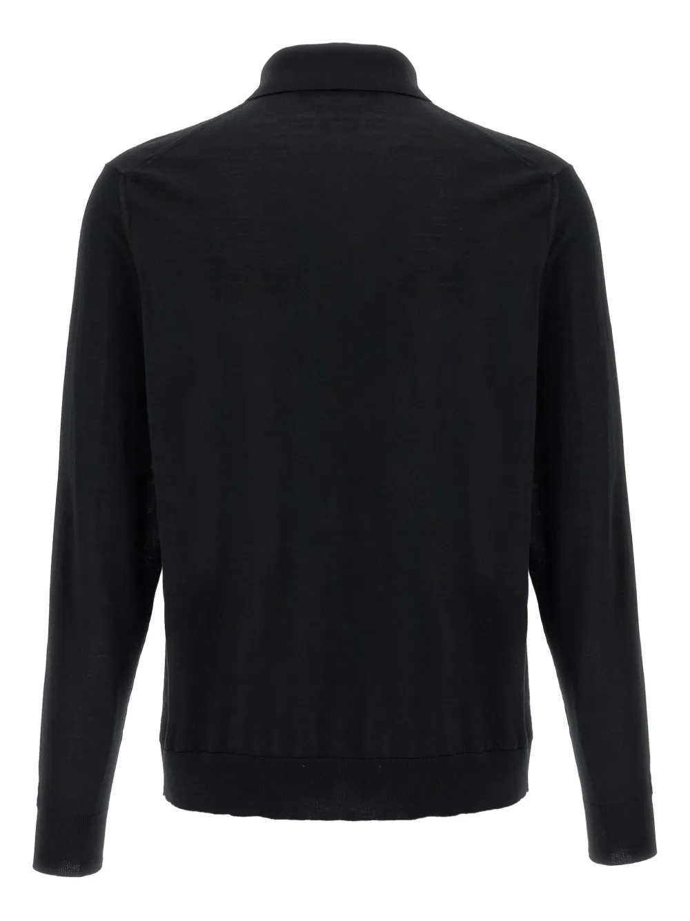 Kiton long-sleeved wool polo shirt Zwart