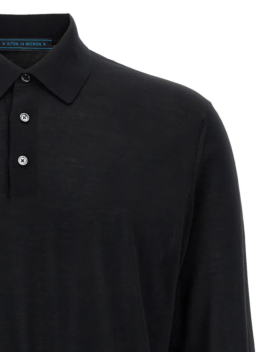 Kiton long-sleeved wool polo shirt Zwart