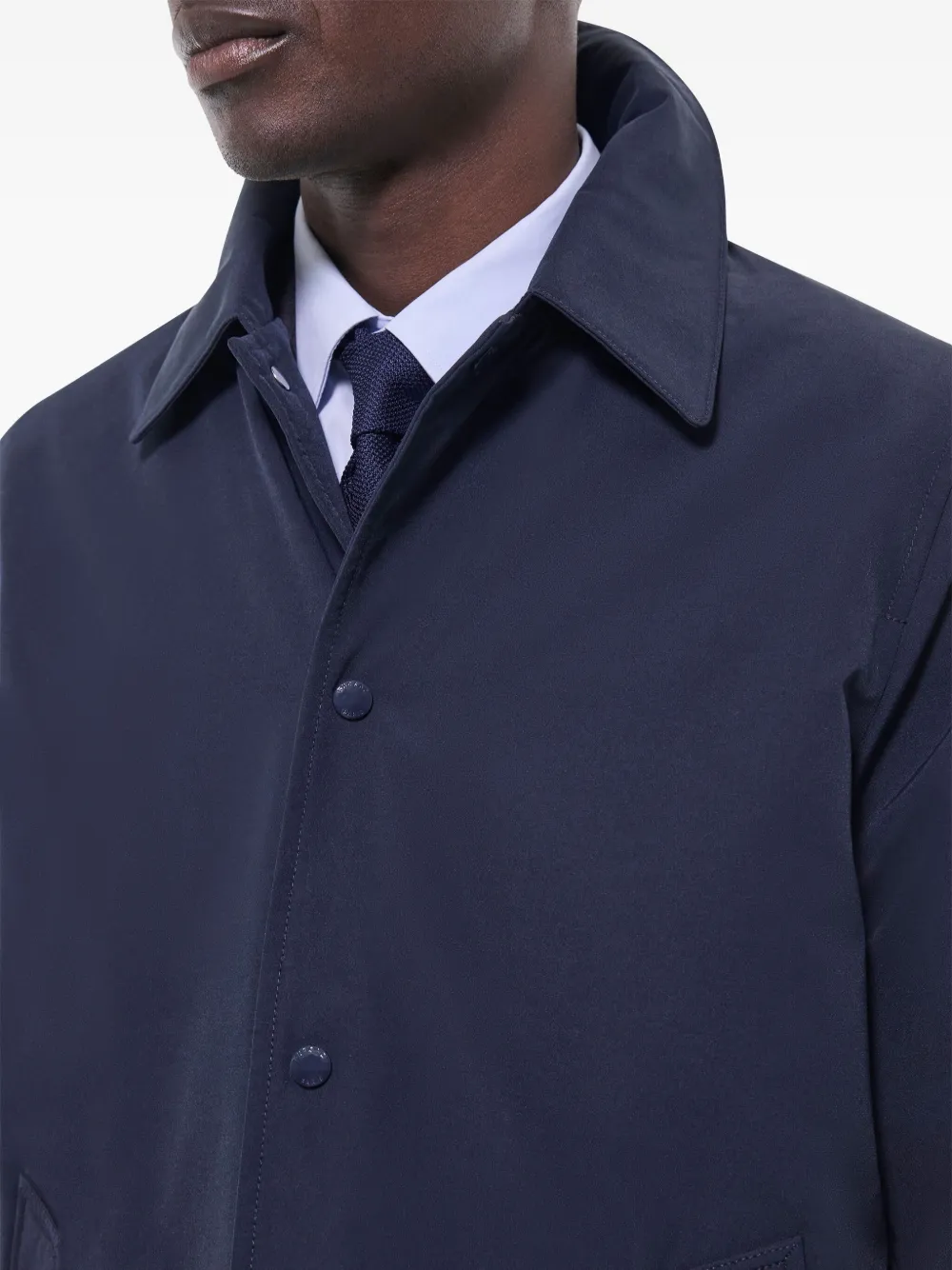 FURSAC Trenchcoat met paspelzak en knoopsluiting Blauw
