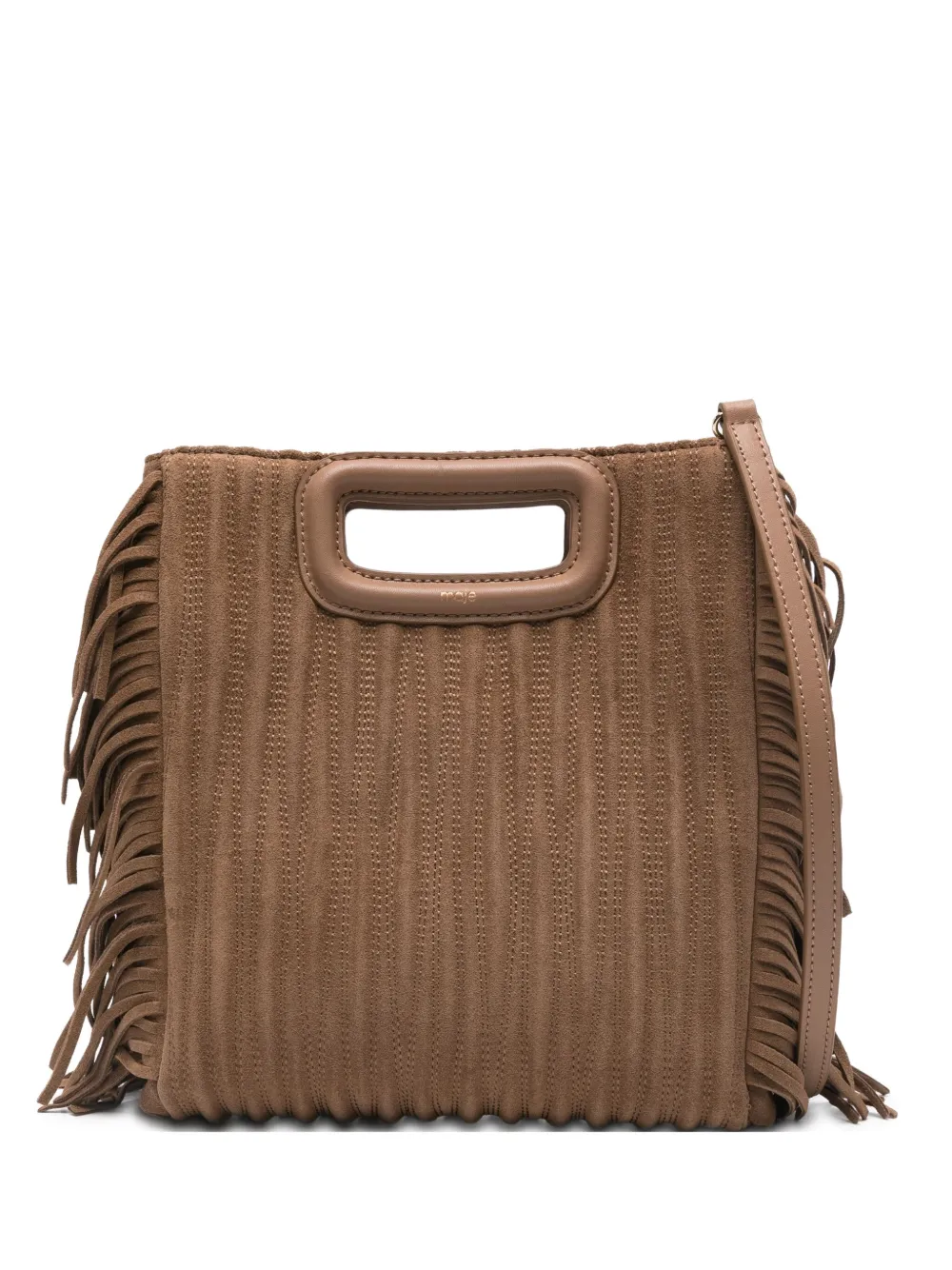 Maje fringed cut-out handle mini bag | Brown | Image 1
