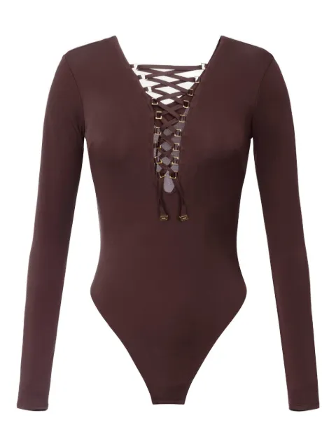 Elisabetta Franchi lace-up long-sleeve bodysuit