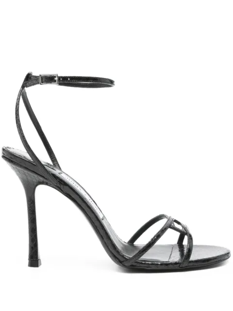 Jimmy Choo صندل 'ليو' جلد بسير كاحل وكعب 100 ملم