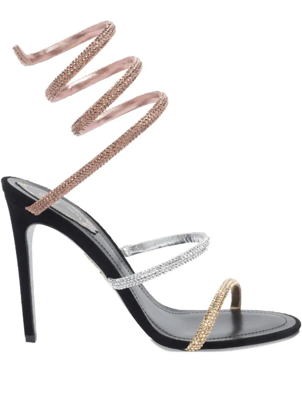 René Caovilla Sandália Cleo Com Salto 105mm | Preto | FARFETCH BR