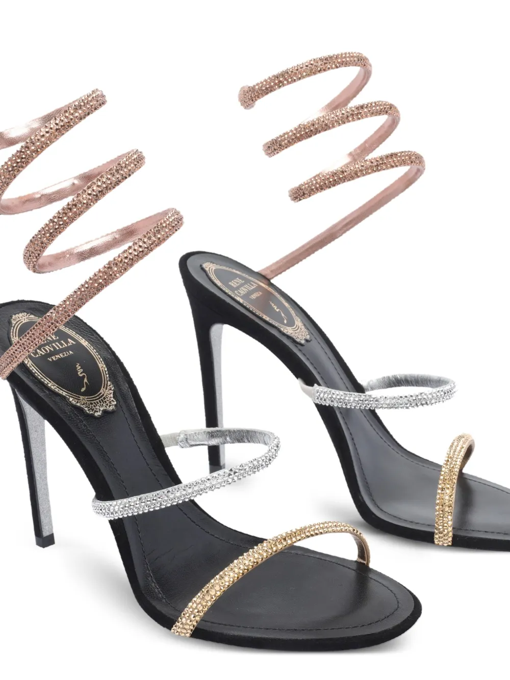 René Caovilla 105 mm Cleo sandalen met hak Zwart