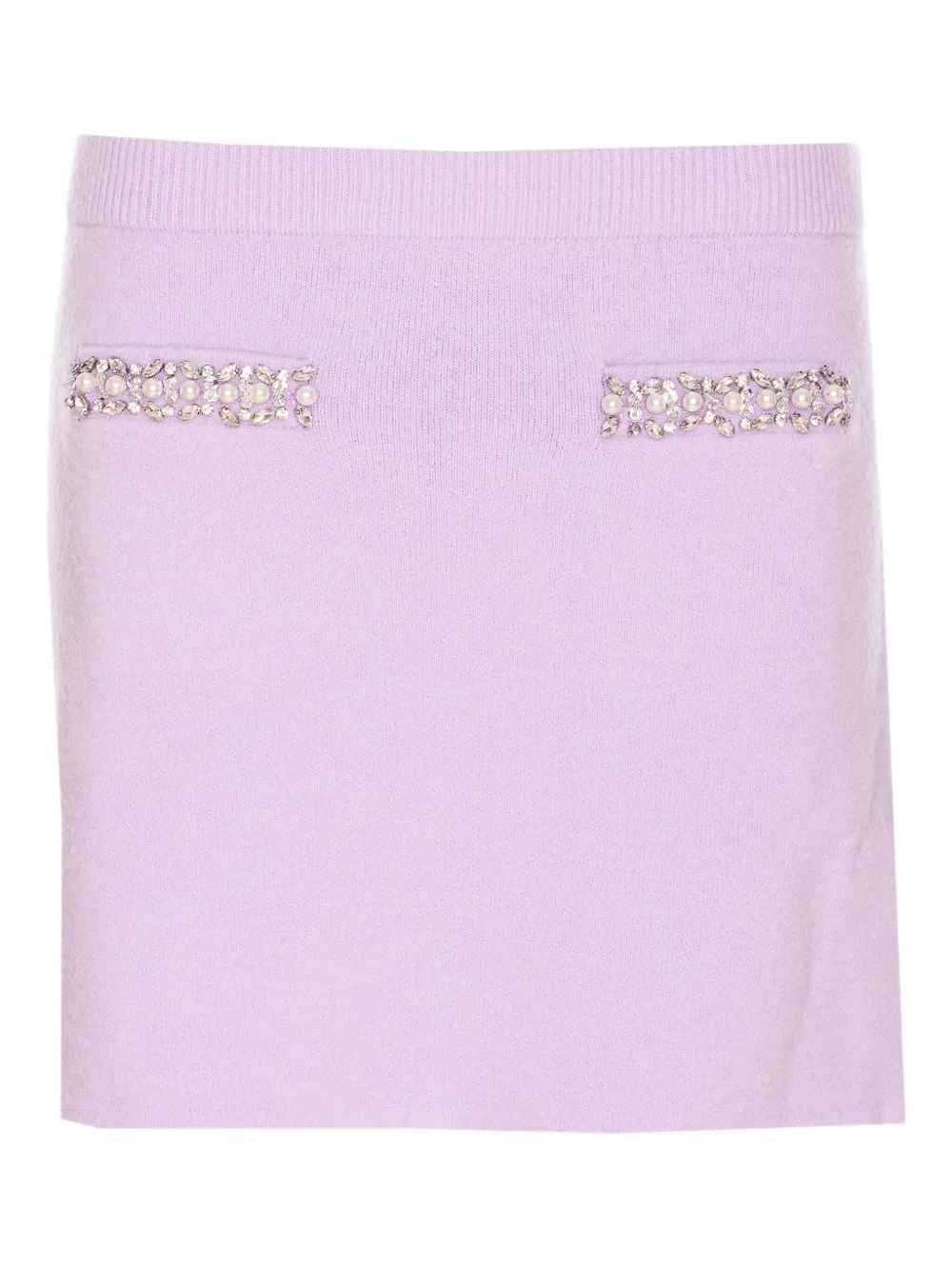 Self-Portrait rhinestone-embellished knit skirt Paars