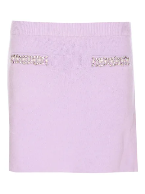 Self-Portrait rhinestone-embellished knit skirt