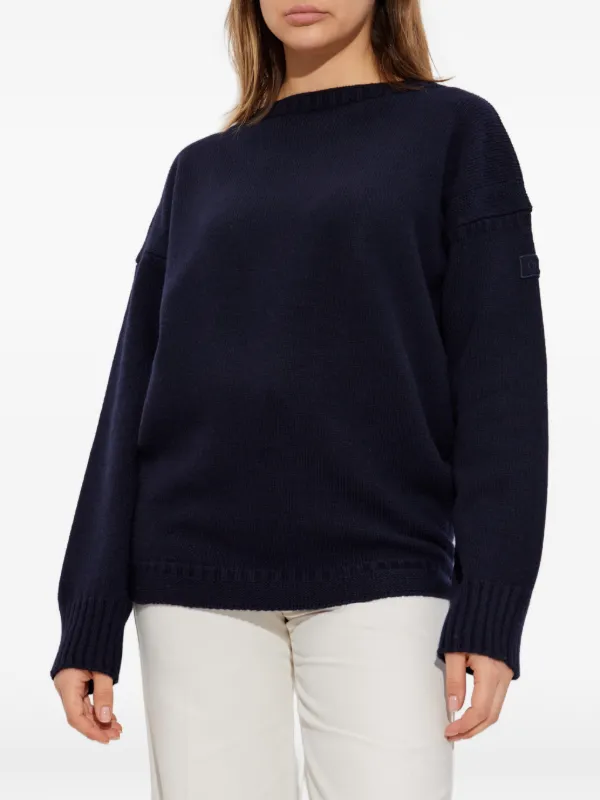 Chloé Crew-neck Patch-logo Sweater in Blue