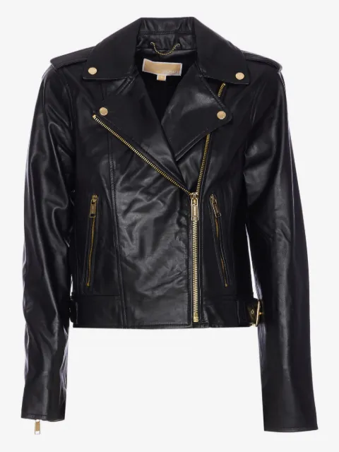 Michael Michael Kors Lederjacke mit Reißverschlusstaschen