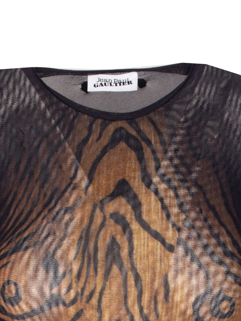 Jean Paul Gaultier Mesh body met tijgerprint Zwart