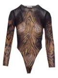 Jean Paul Gaultier tiger-print mesh bodysuit - Black
