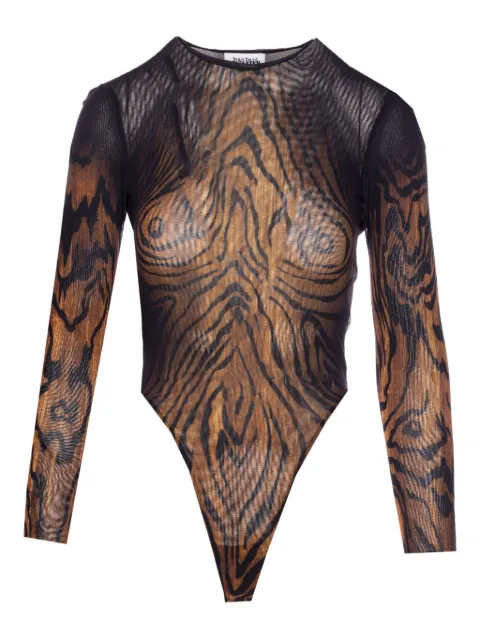 Jean Paul Gaultier tiger-print mesh bodysuit