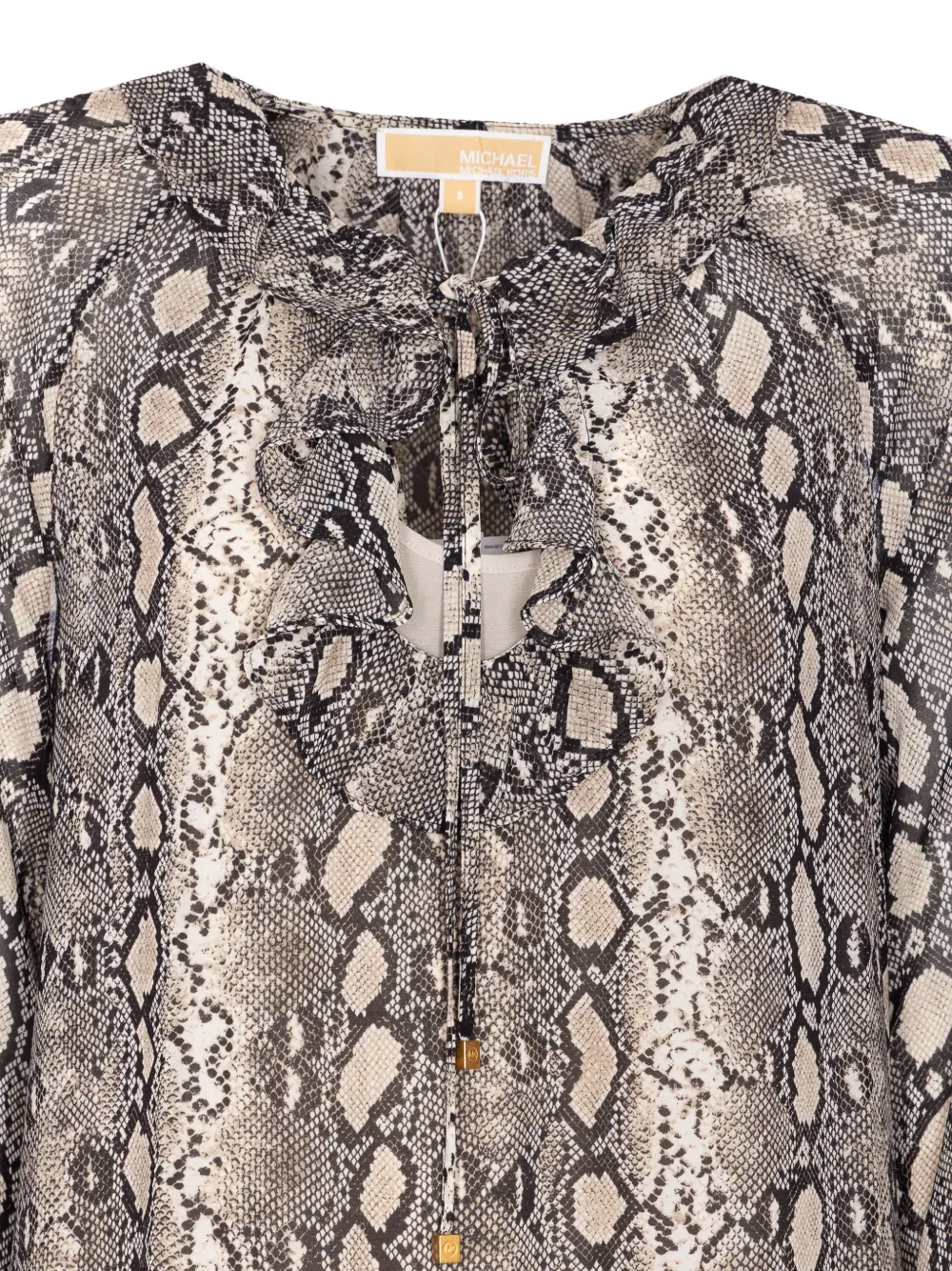 Michael Kors Jurk met slangenprint en ruches Grijs