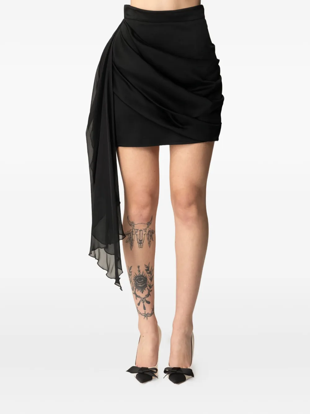 Elisabetta Franchi sash-detail draped mini skirt | Black | Image 1