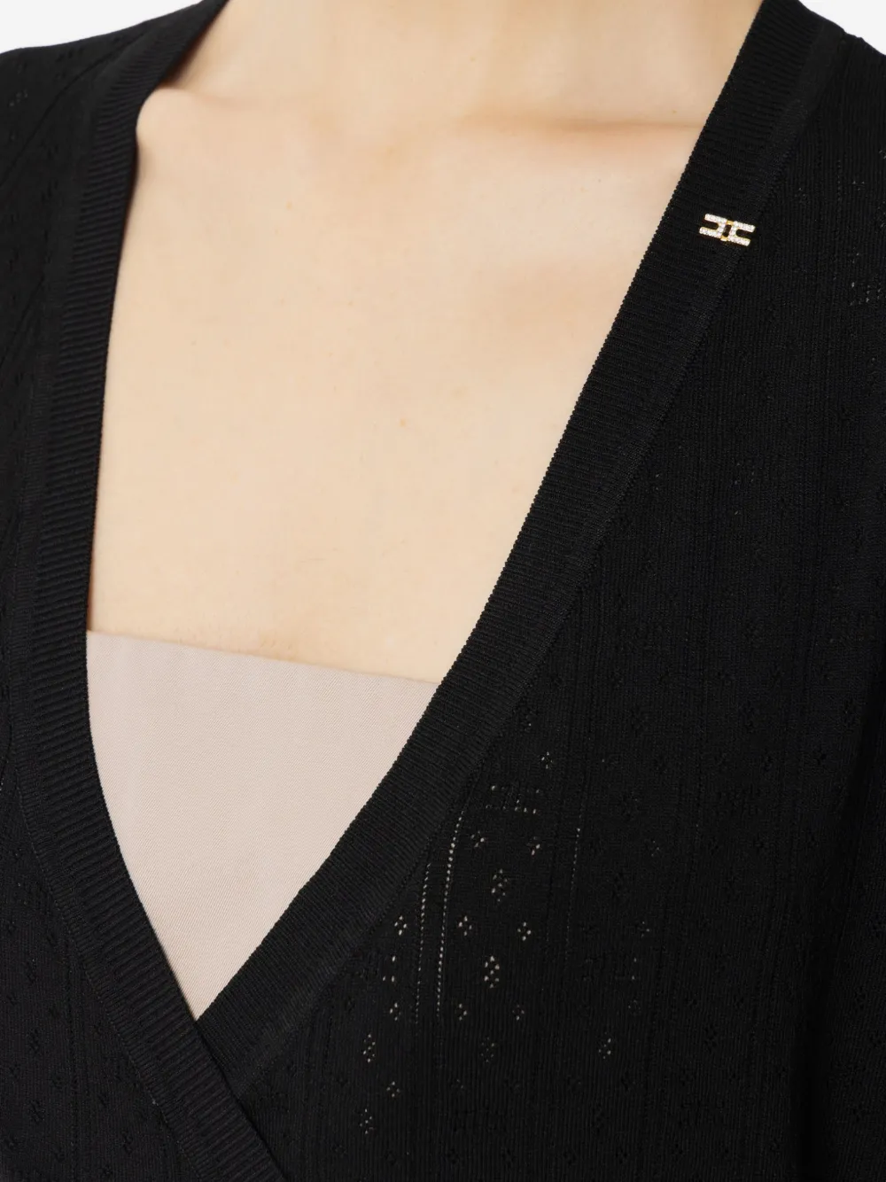 Elisabetta Franchi Gewikkelde trui met gestrikte taille Zwart