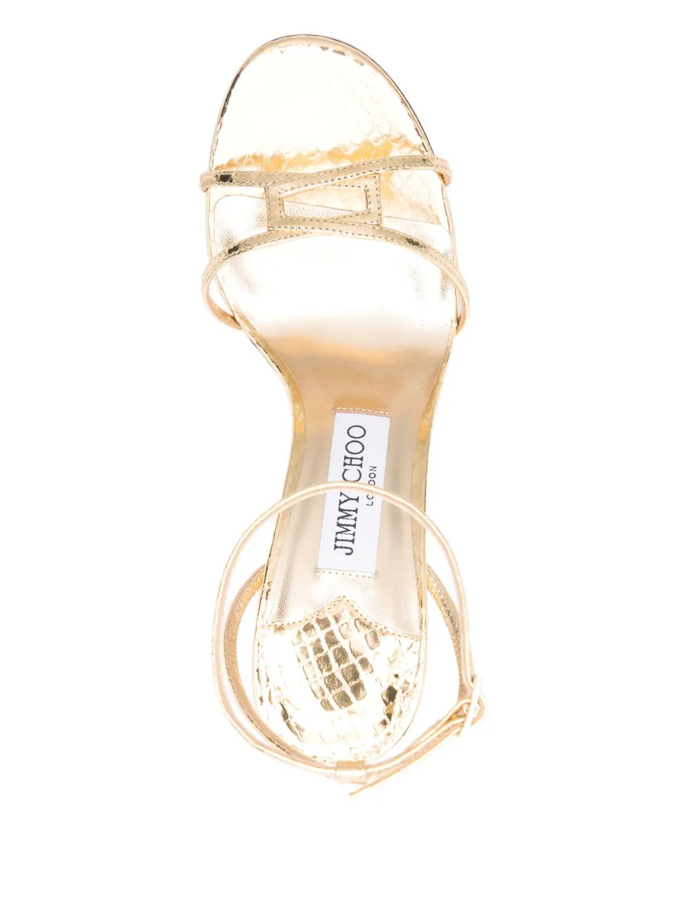 Jimmy Choo 100 mm leren sandalen met enkelbandjes Goud