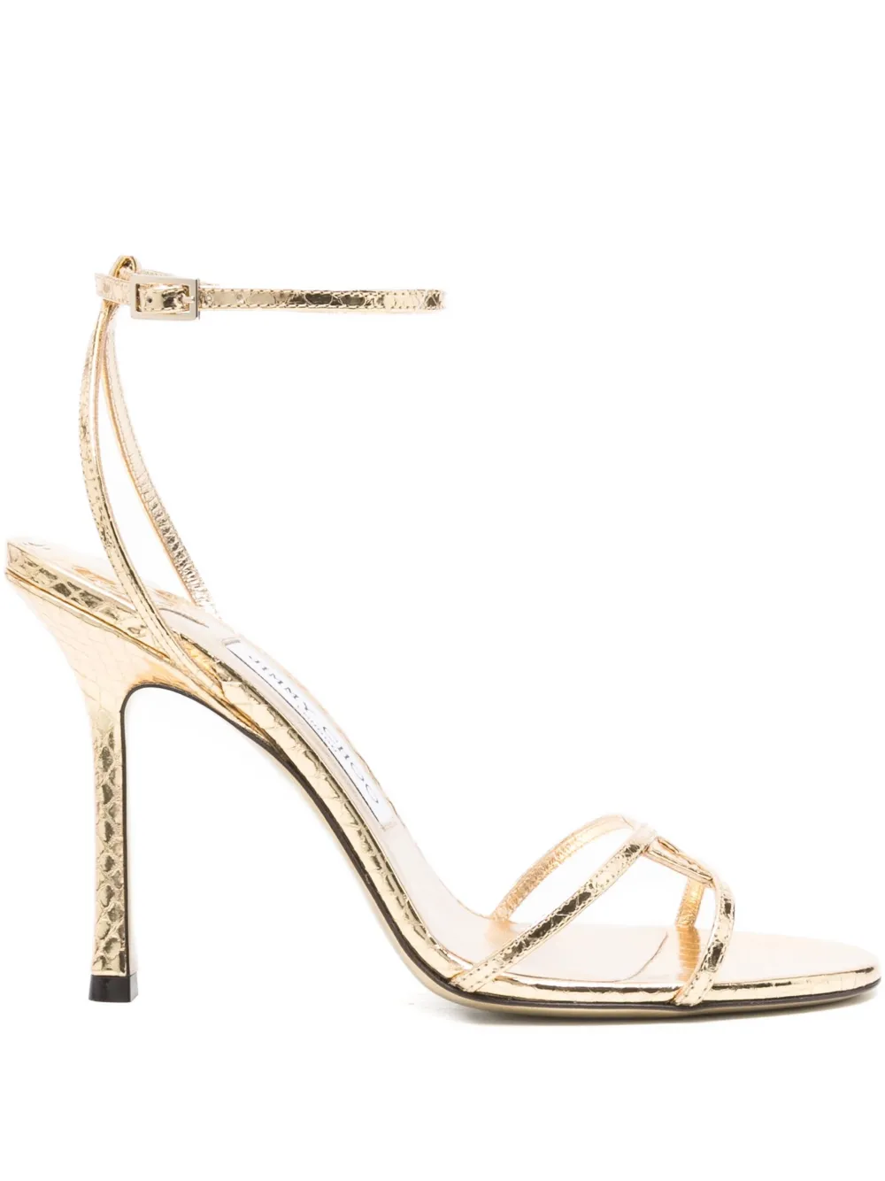 Jimmy Choo 100mm leather ankle-strap sandals Gold