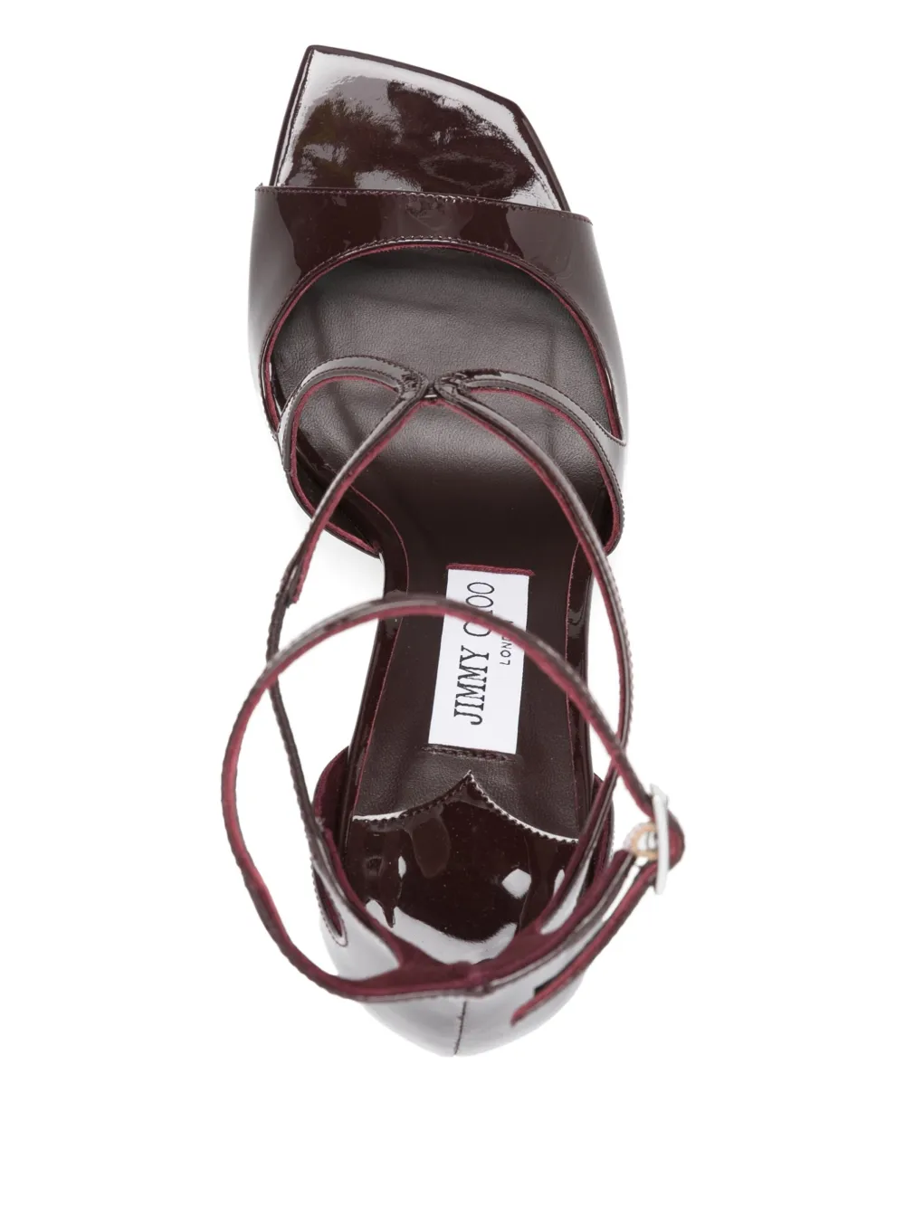 Jimmy Choo 100mm Azia patent leather criss-cross sandals Red