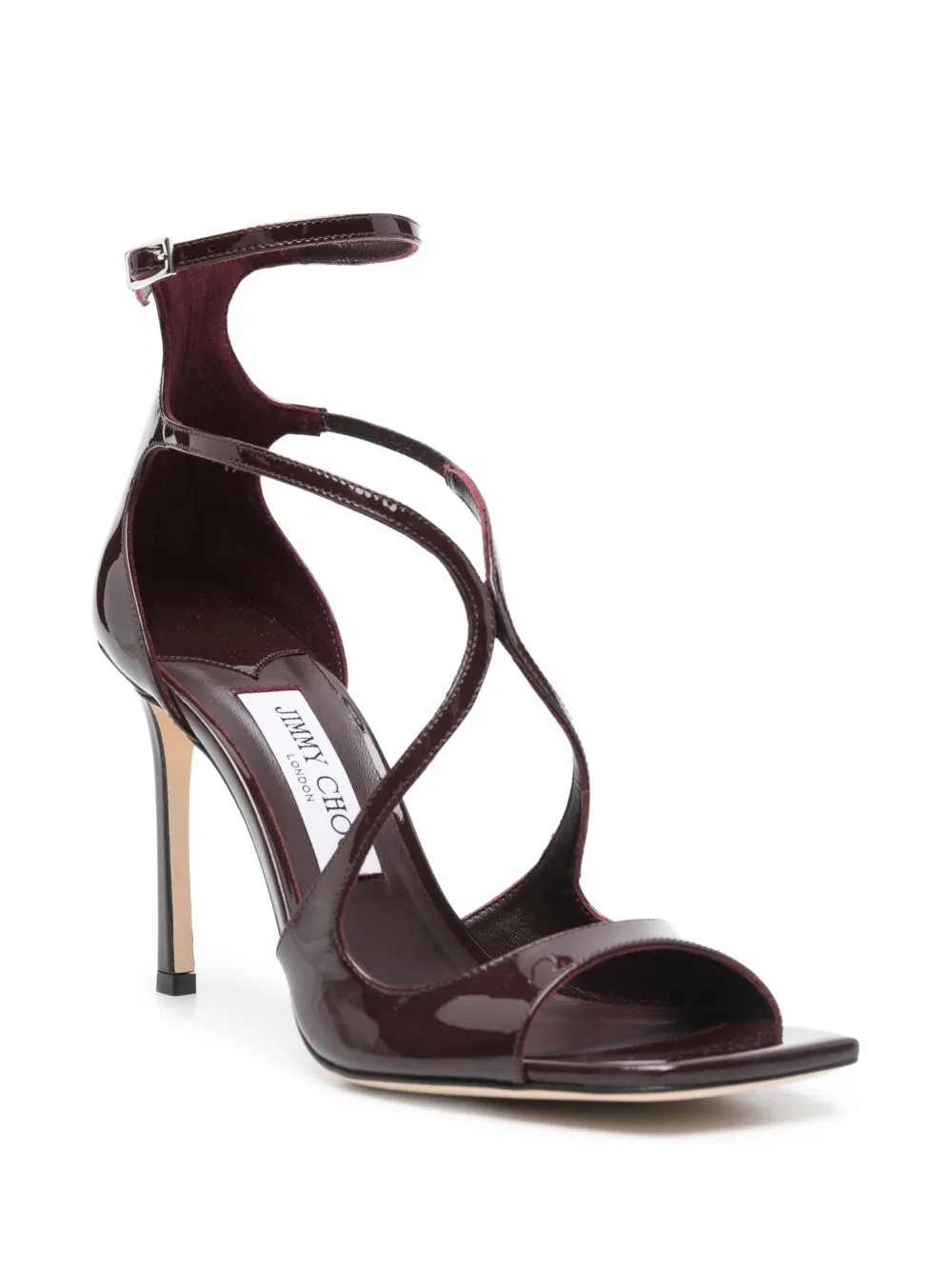 Jimmy Choo 100mm Azia patent leather criss-cross sandals Red