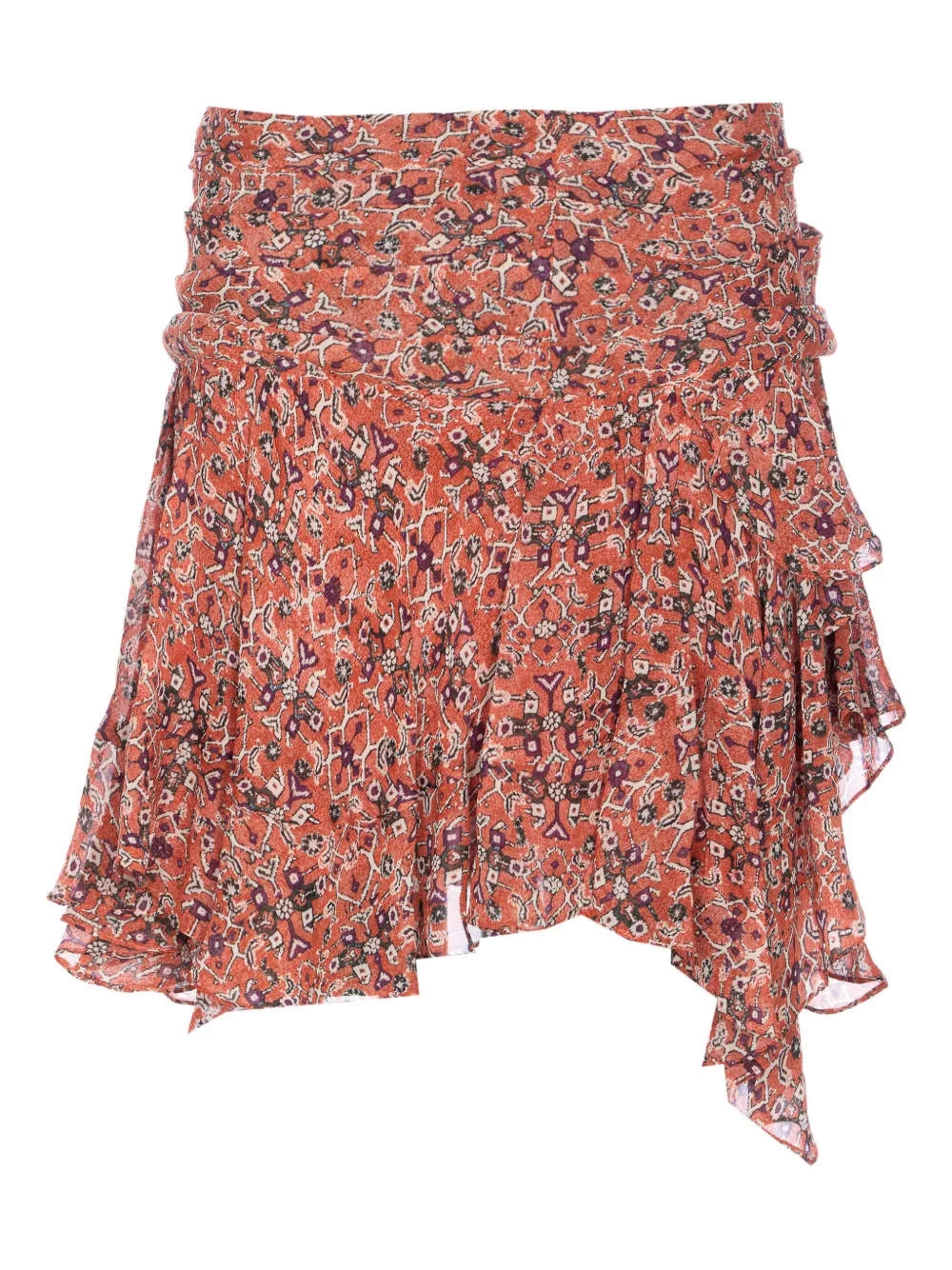 MARANT ÉTOILE ruffled patterned mini skirt | Orange | Image 1