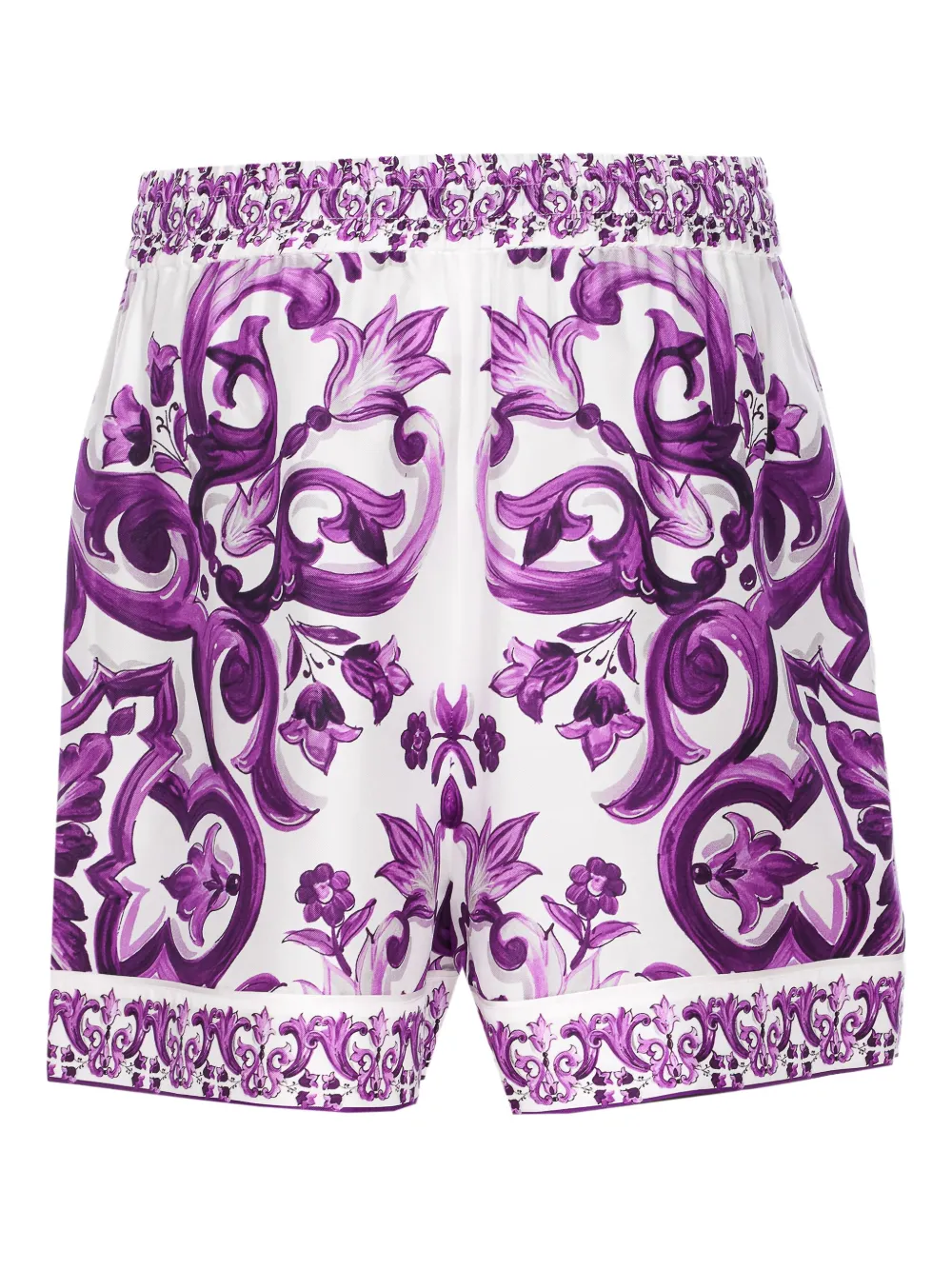 Dolce & Gabbana Majolica-print elasticated-waist shorts Paars