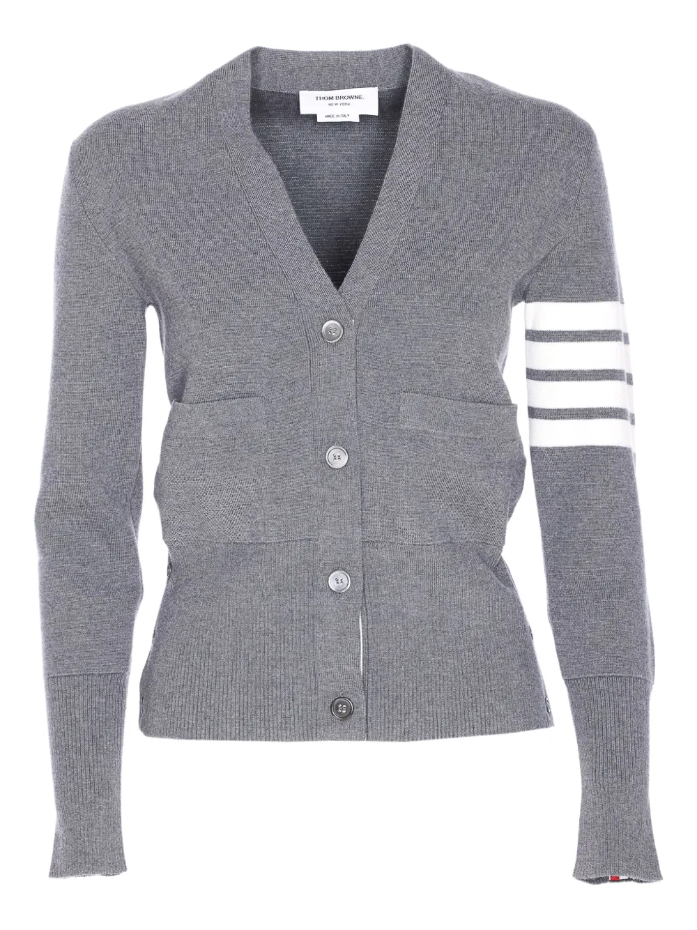 Thom Browne four-stripe pocket cardigan Grijs