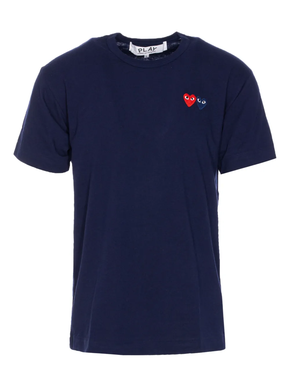 Comme Des Garçons Play double heart-patch T-shirt Blauw