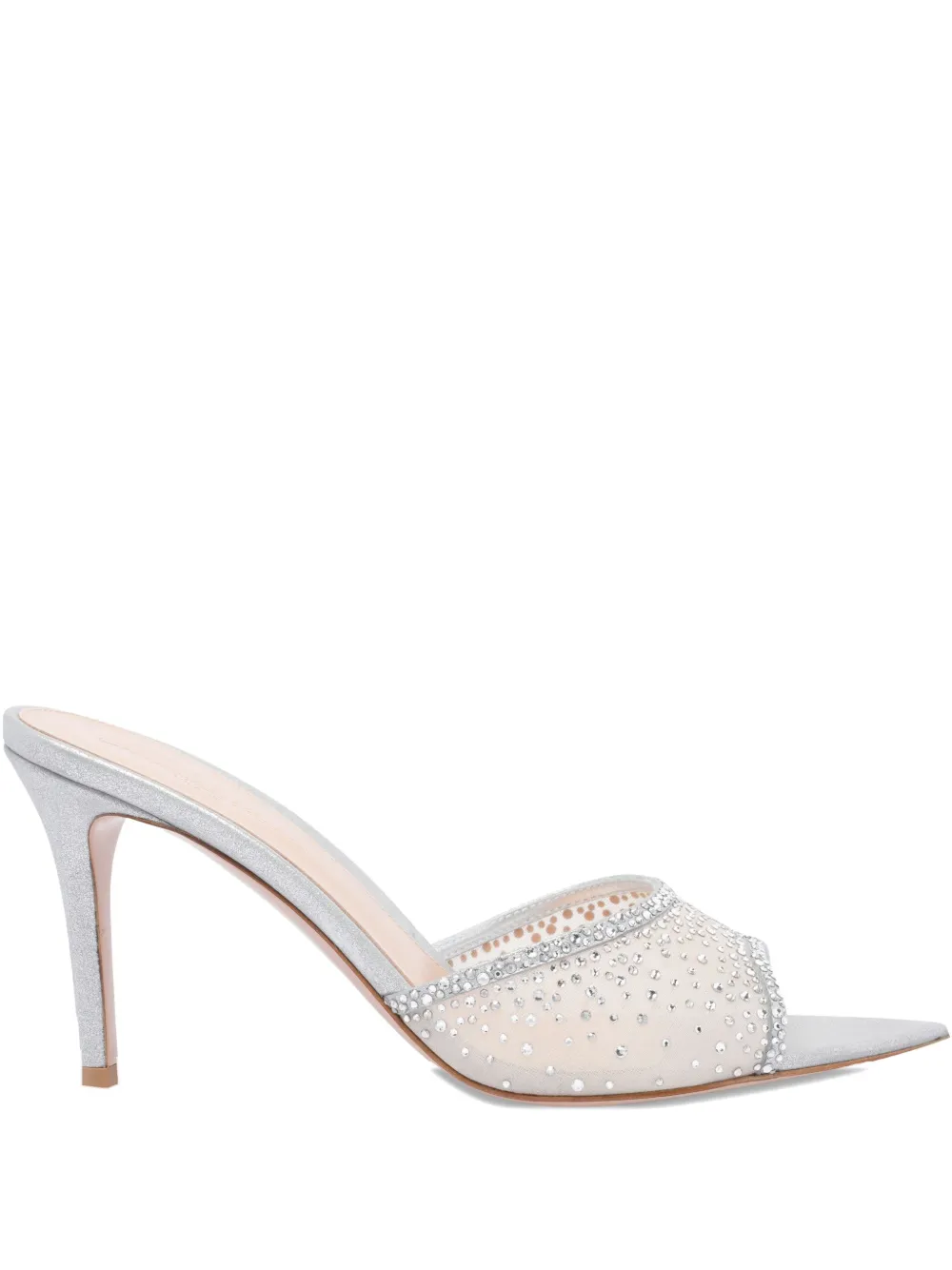 Gianvito Rossi 85mm crystal-embellished heeled mules - Argento