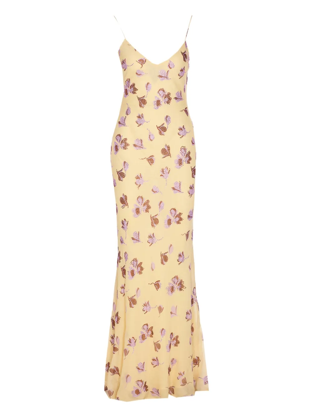 Self-Portrait floral-print rhinestone maxi dress Geel