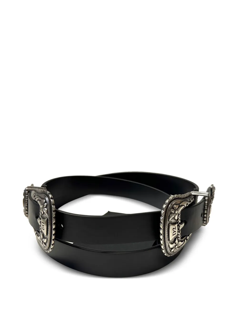 DSQUARED2 floral-embellished leather belt Zwart