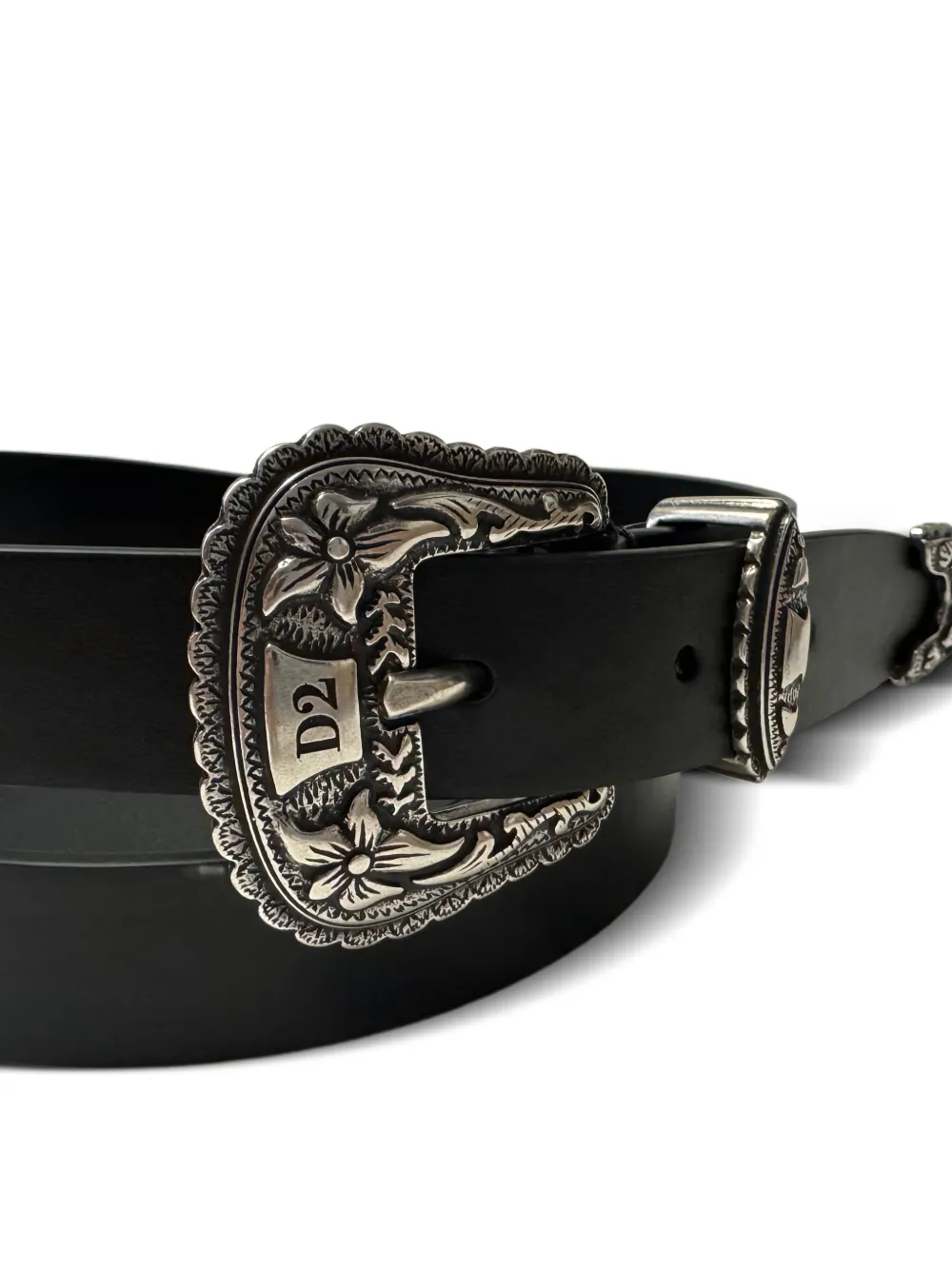 DSQUARED2 floral-embellished leather belt - Zwart