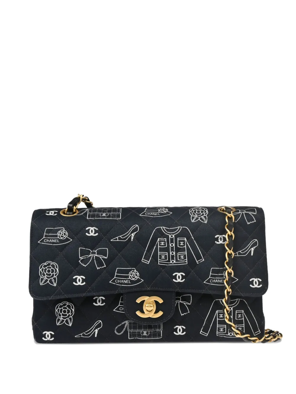 CHANEL Pre-Owned 2002 アイコン ダブルフラップ ショルダーバッグ M - ブルー CHANEL Pre-Owned 2002 アイコン ダブルフラップ ショルダーバッグ M - ブルー