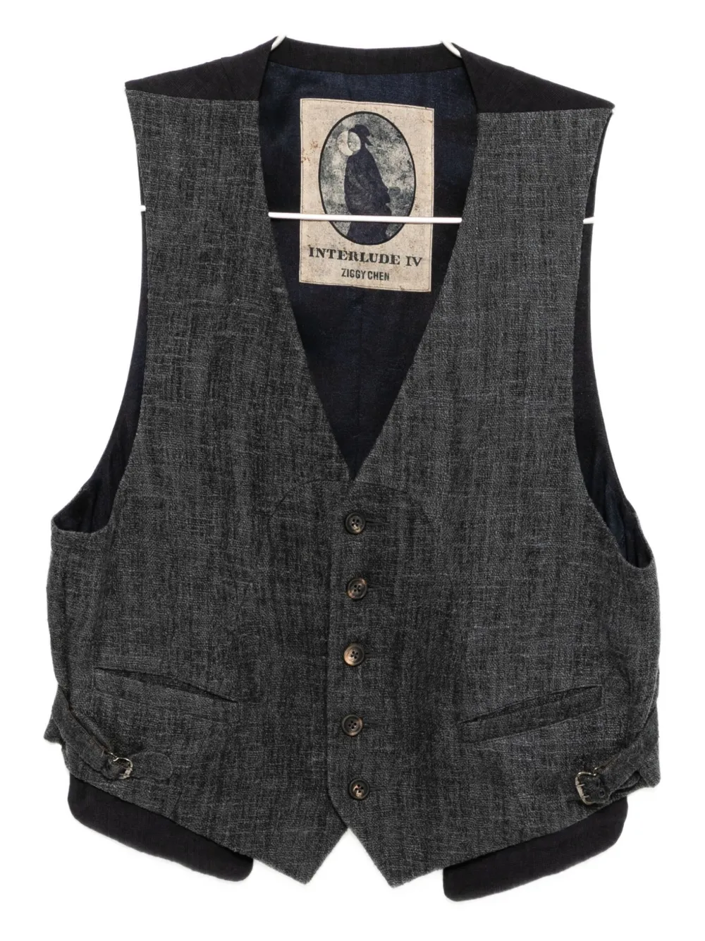 Ziggy Chen Linen Gilet In Black