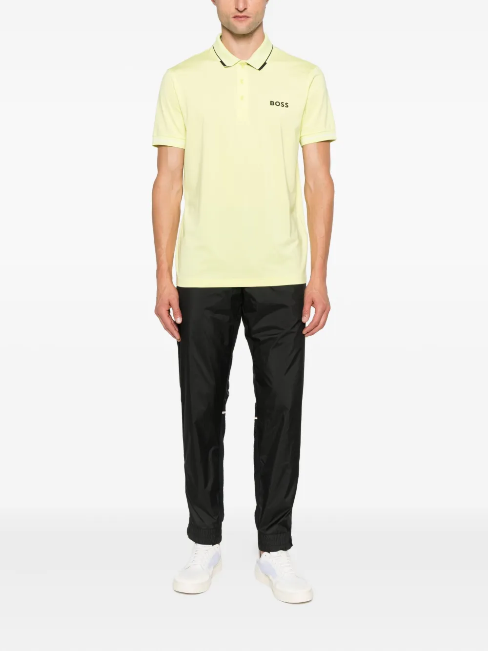 BOSS Poloshirt met geborduurd logo Geel