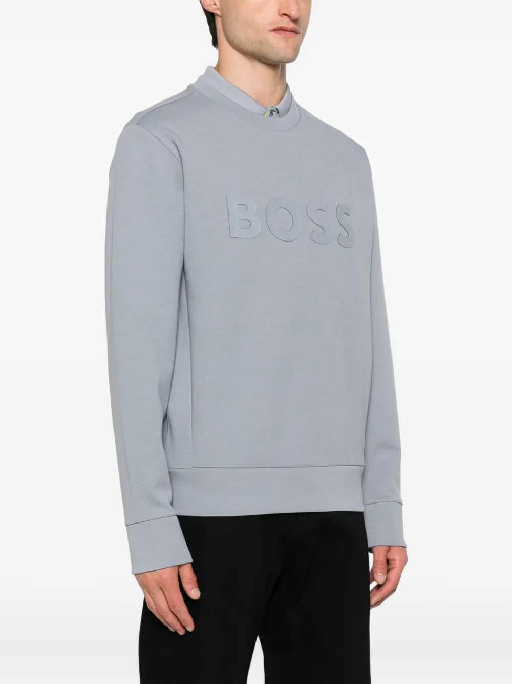 BOSS Sweater verfraaid met logo Grijs