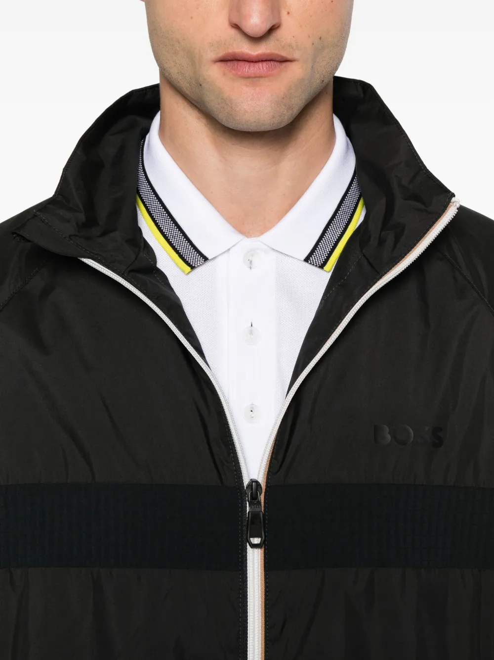 BOSS panelled zip-fastening trousers Zwart