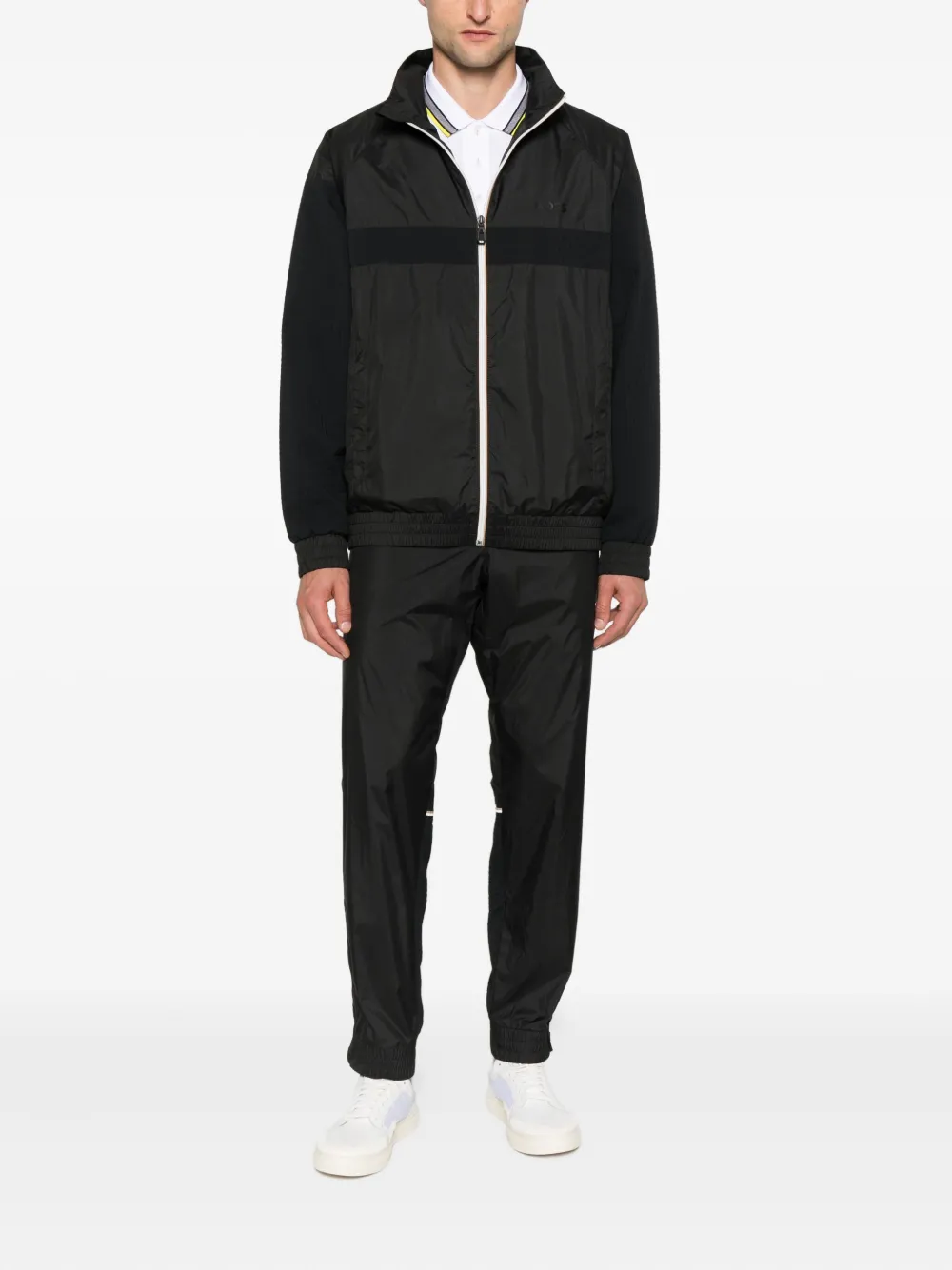 BOSS panelled zip-fastening trousers Zwart