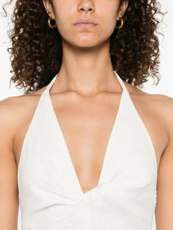 SIR. Halterneck Embroidered Dress | White | FARFETCH