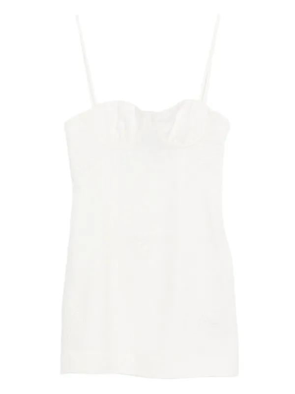 knee length dresses for ladies Coqueteas Embellished Linen Mini Dress