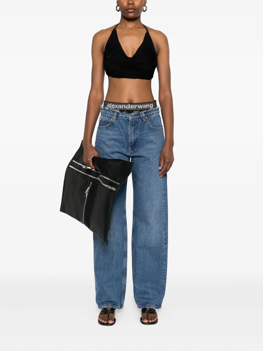 Alexander Wang Jeans met logoband Blauw