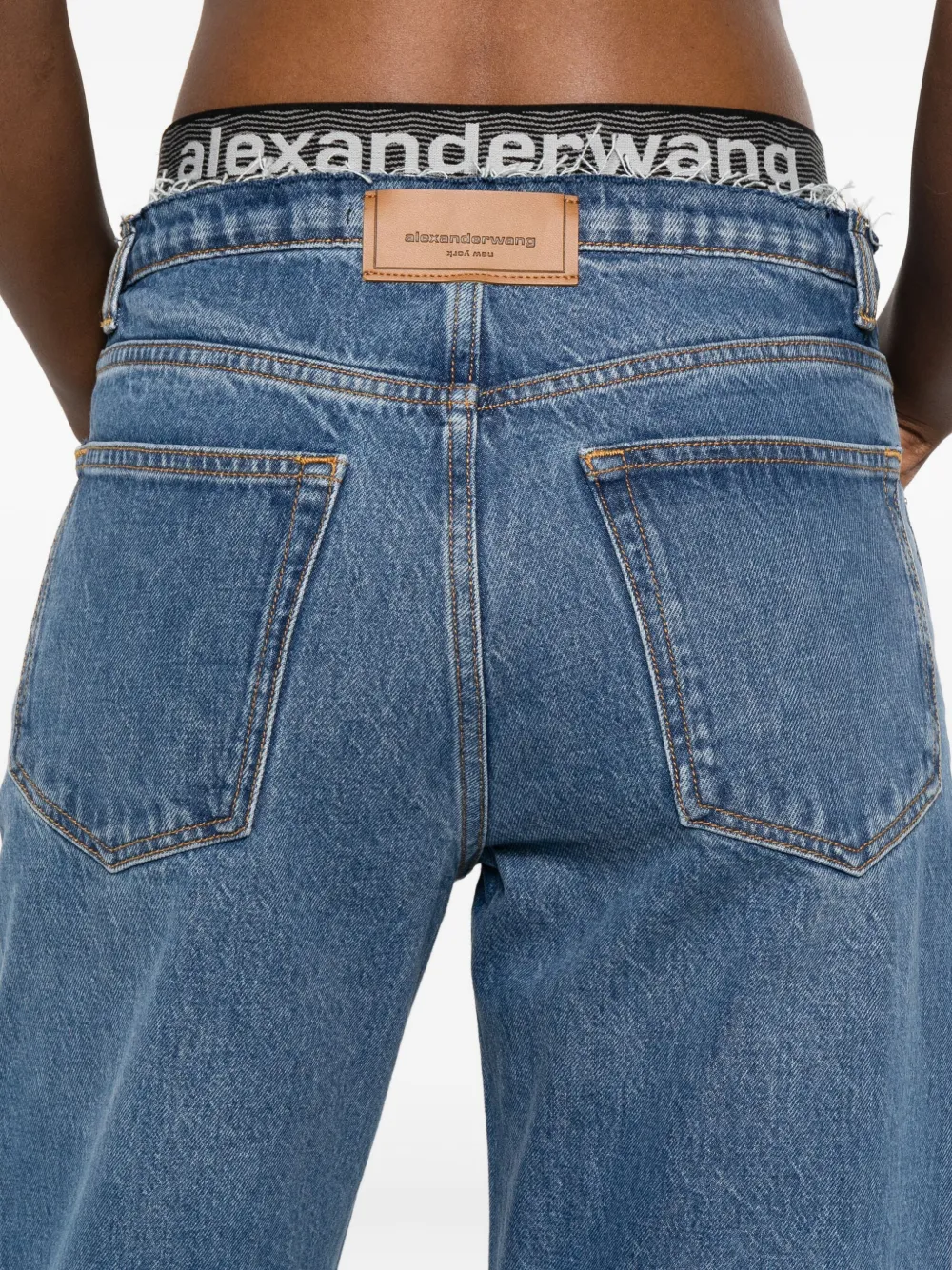 Alexander Wang Jeans met logoband Blauw