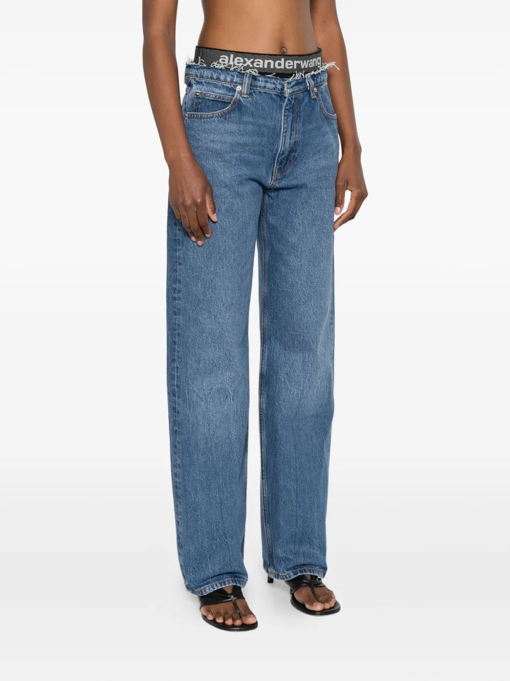 Alexander Wang Jeans met logoband Blauw